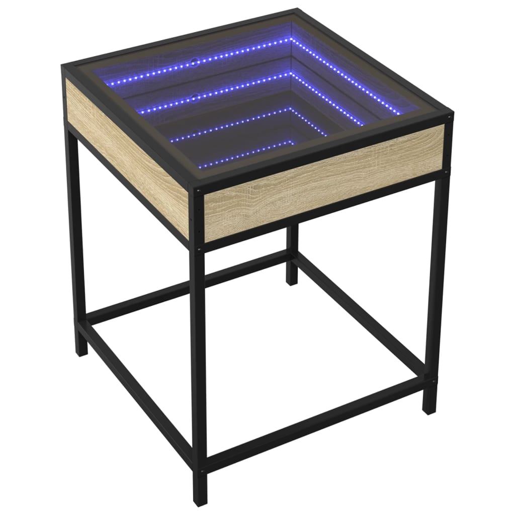 vidaXL Bedside Table with Infinity LED Sonoma Oak 40x40x51 cm 3