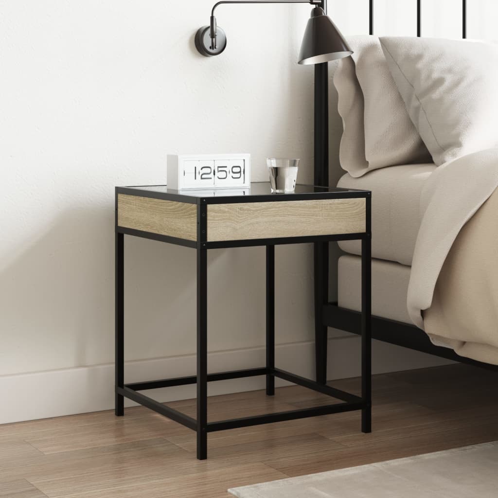 vidaXL Bedside Table with Infinity LED Sonoma Oak 40x40x51 cm 4