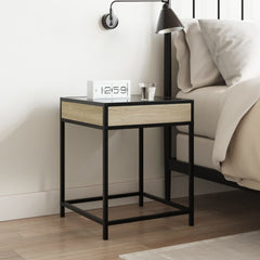 vidaXL Bedside Table with Infinity LED Sonoma Oak 40x40x51 cm 4