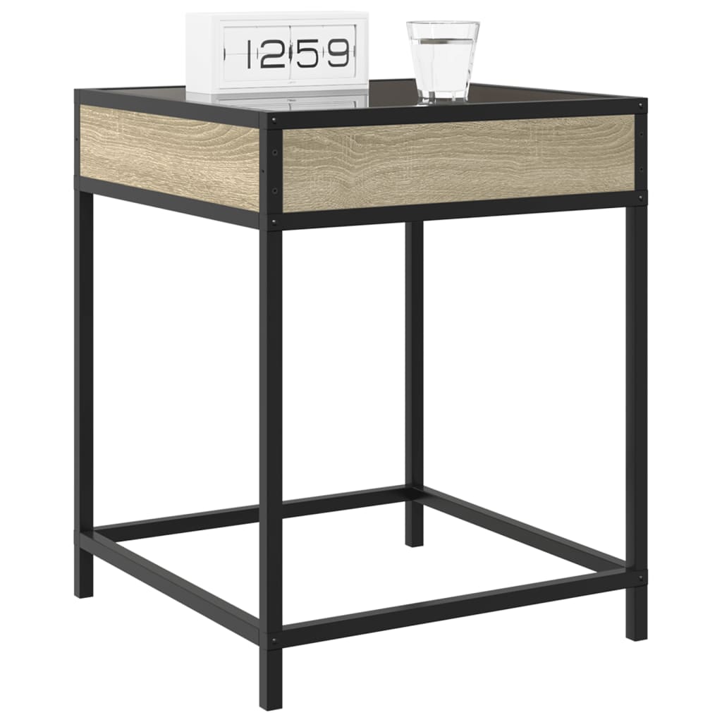 vidaXL Bedside Table with Infinity LED Sonoma Oak 40x40x51 cm 5