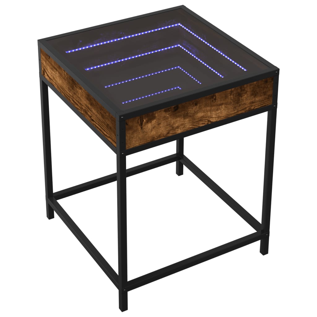 vidaXL Bedside Table with Infinity LED Smoked Oak 40x40x51 cm 3