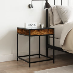 vidaXL Bedside Table with Infinity LED Smoked Oak 40x40x51 cm 4