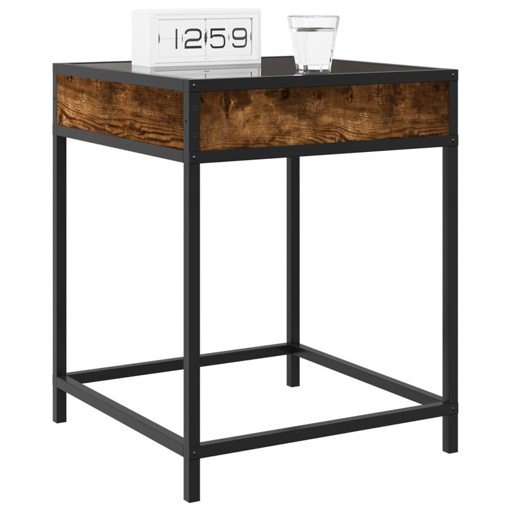 vidaXL Bedside Table with Infinity LED Smoked Oak 40x40x51 cm 5