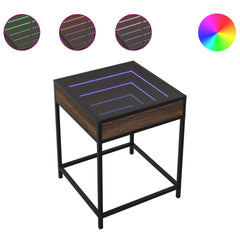 vidaXL Bedside Table with Infinity LED Brown Oak 40x40x51 cm 2