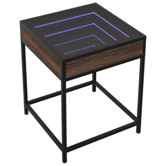 vidaXL Bedside Table with Infinity LED Brown Oak 40x40x51 cm 3