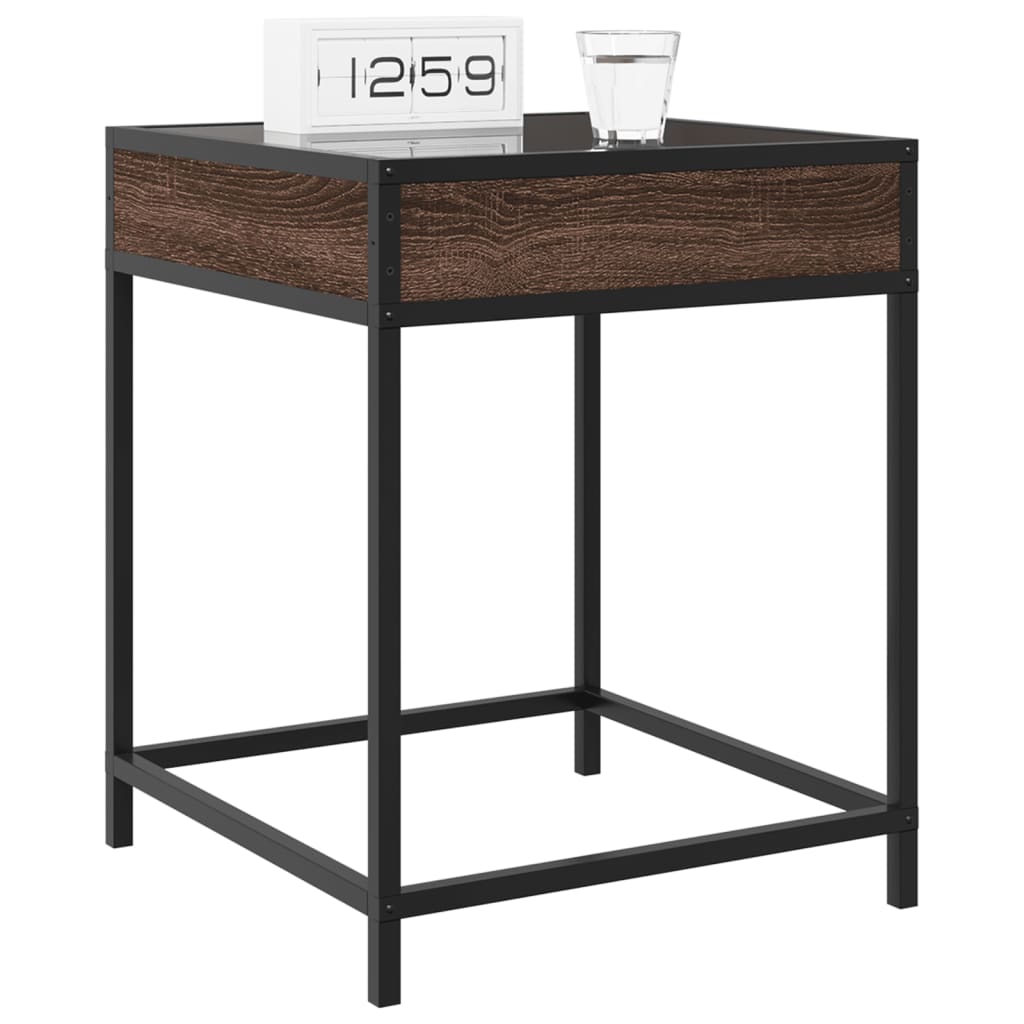 vidaXL Bedside Table with Infinity LED Brown Oak 40x40x51 cm 5