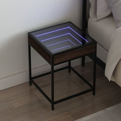 vidaXL Bedside Table with Infinity LED Brown Oak 40x40x51 cm 1