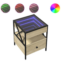 vidaXL Bedside Table with Infinity LED Sonoma Oak 40x40x51 cm 2