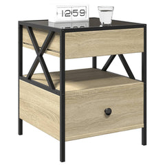 vidaXL Bedside Table with Infinity LED Sonoma Oak 40x40x51 cm 5