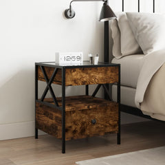 Bedside Table with Infinity LED 40x40x51 cm Smoked oak