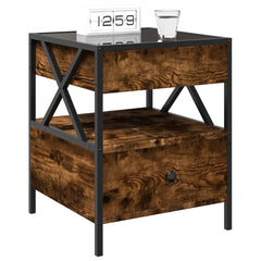 vidaXL Bedside Table with Infinity LED Smoked Oak 40x40x51 cm 5