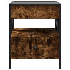 vidaXL Bedside Table with Infinity LED Smoked Oak 40x40x51 cm 6