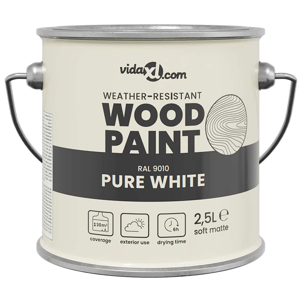 vidaXL Wood Paint White 2.5 L Wall Print 2