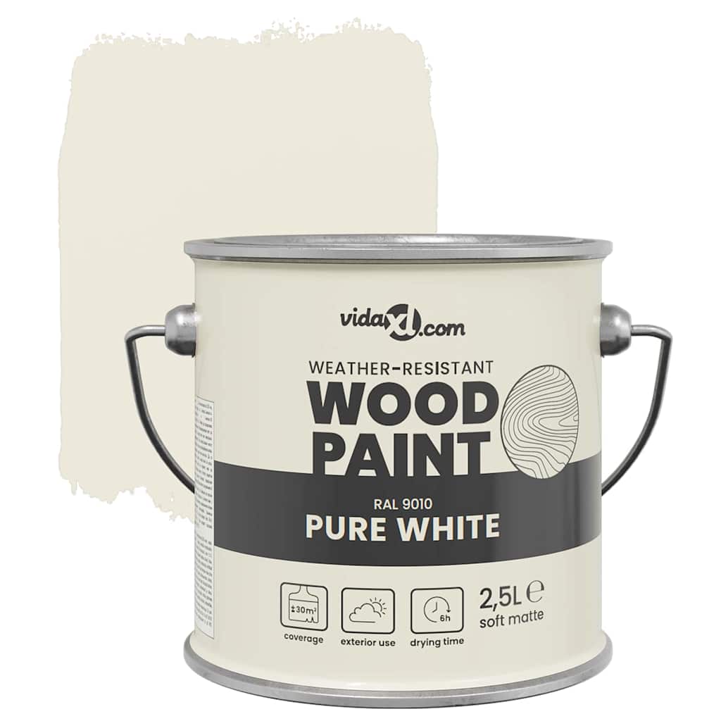 vidaXL Wood Paint White 2.5 L Wall Print 5
