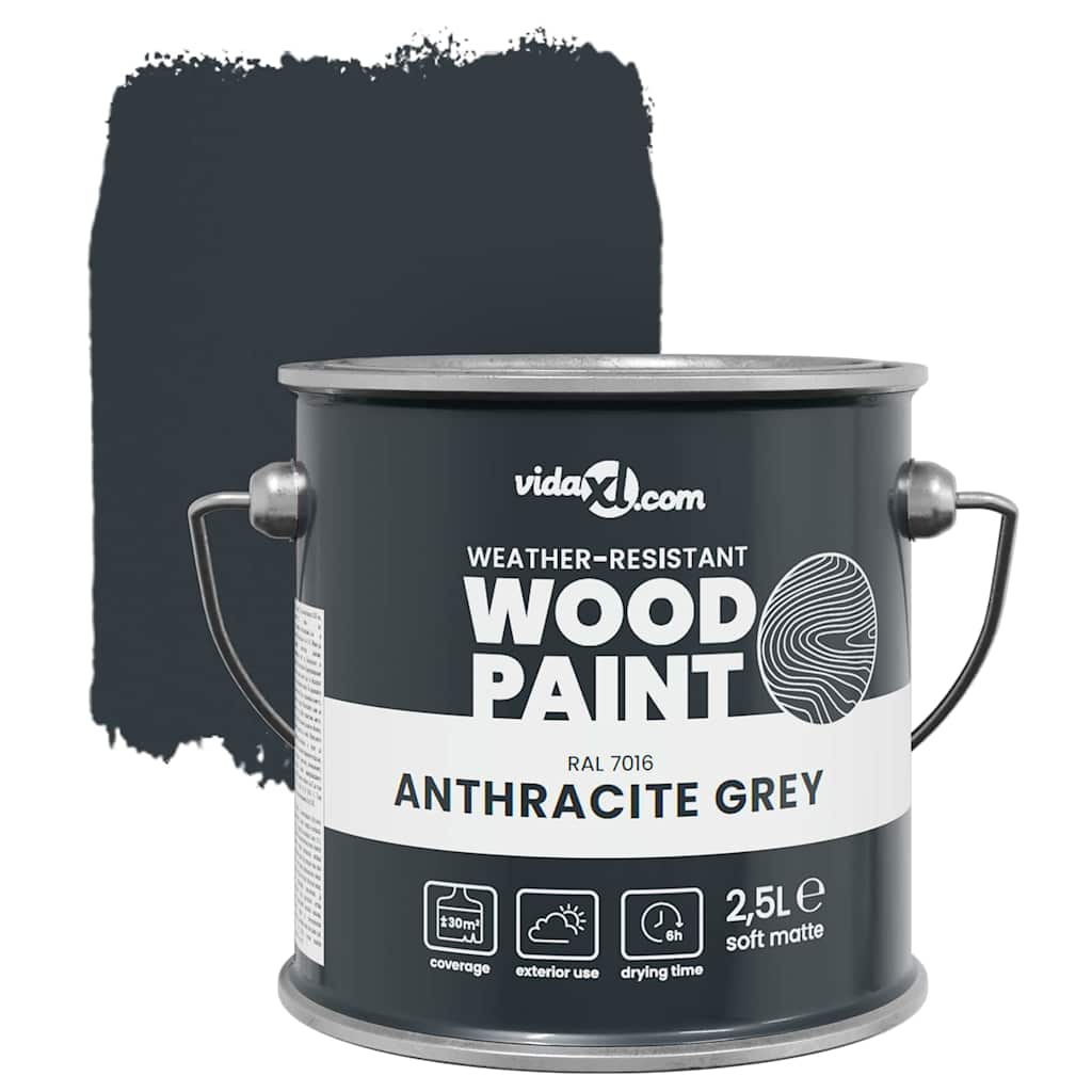 vidaXL Wood Paint Grey 2.5 L Wall Print 5