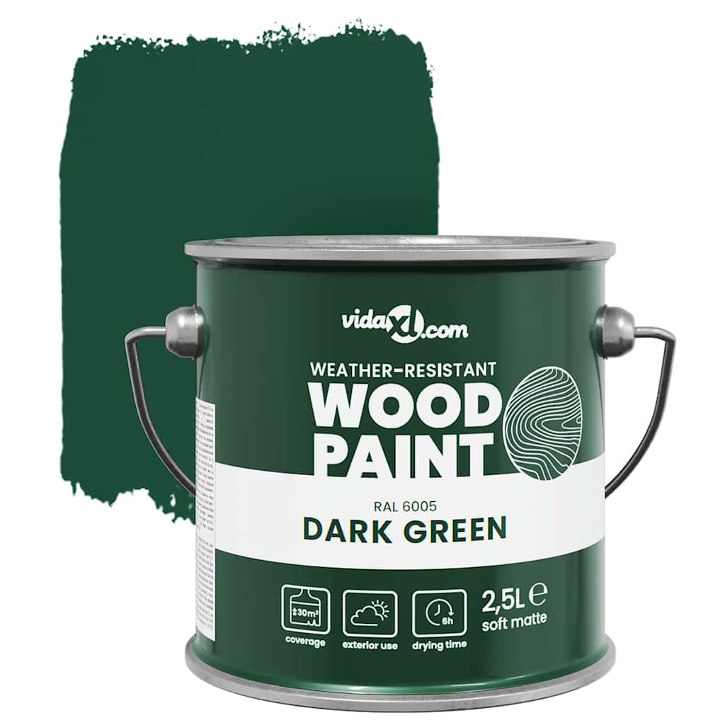 vidaXL Wood Paint Green 2.5 L Wall Print 5