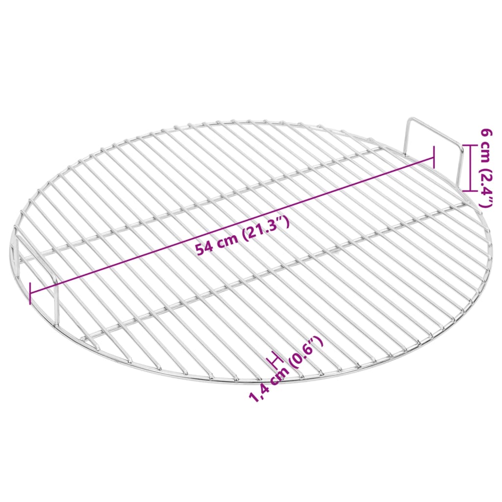 vidaXL BBQ Grill Grate with Handles Round Ø54 cm 304 Stainless Steel 6