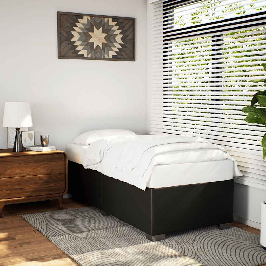 Bed Frame without Mattress Black Single Faux Leather 3FT Single