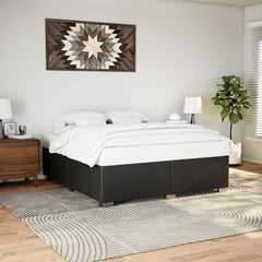 Bed Frame without Mattress Black Single Faux Leather 6FT Super King Size