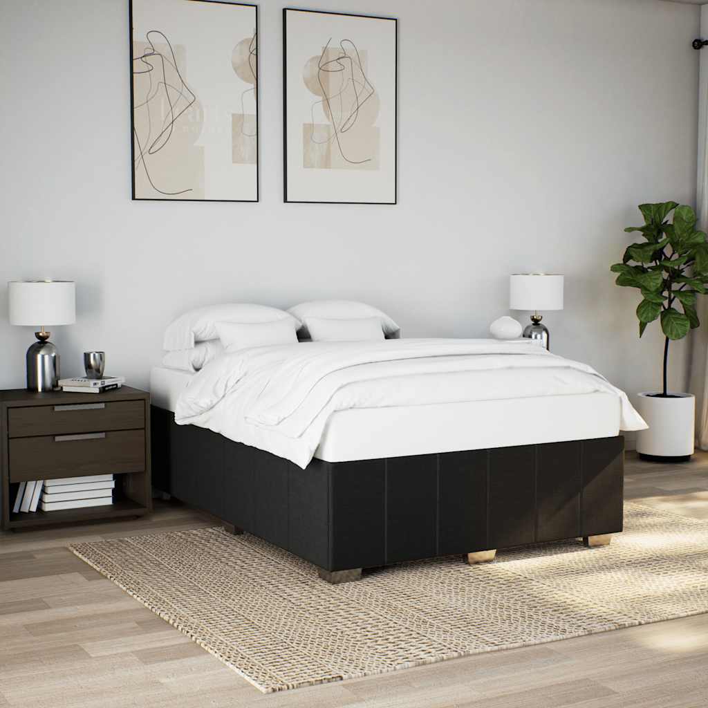 Bed Frame without Mattress Single Fabric Black 4FT6 Double