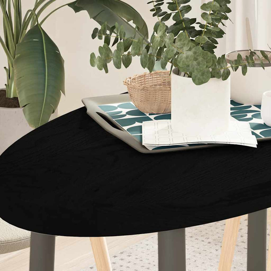 Table Top Dark Brown Solid Wood Oak Oval