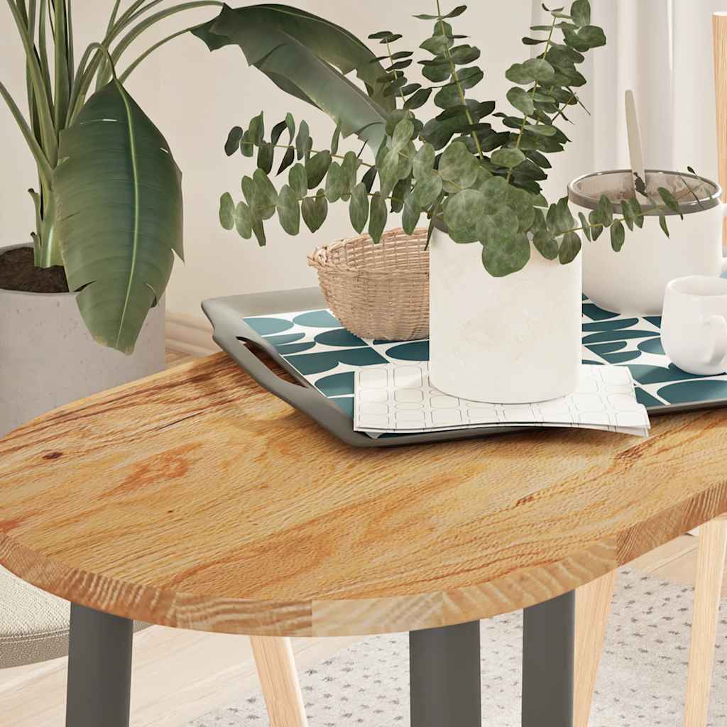 vidaXL Table Top Light Brown 80x40x2 cm Solid Wood Oak Oval 1