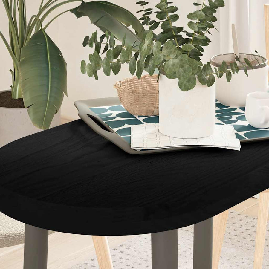 Table Top Dark Brown Solid Wood Oak Oval