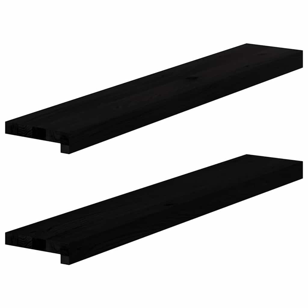 vidaXL Window Sills 2 pcs Brown Black 90x15x2 cm Solid Wood Oak 1