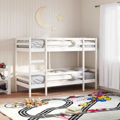 Bunk Bed without Mattress Solid Wood Pine White