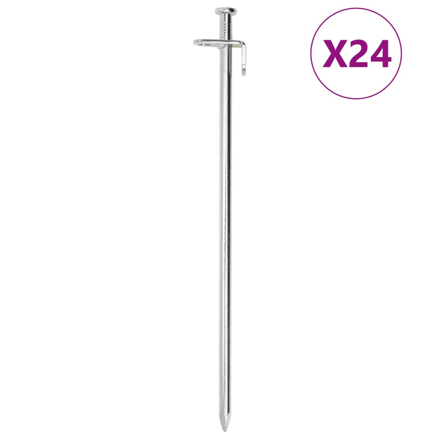 vidaXL Tent Pegs 24 pcs 30 cm 8 mm Galvanised Steel 1