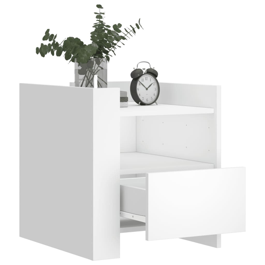 vidaXL Bedside Cabinet White 45x50x50 cm Engineered Wood 3