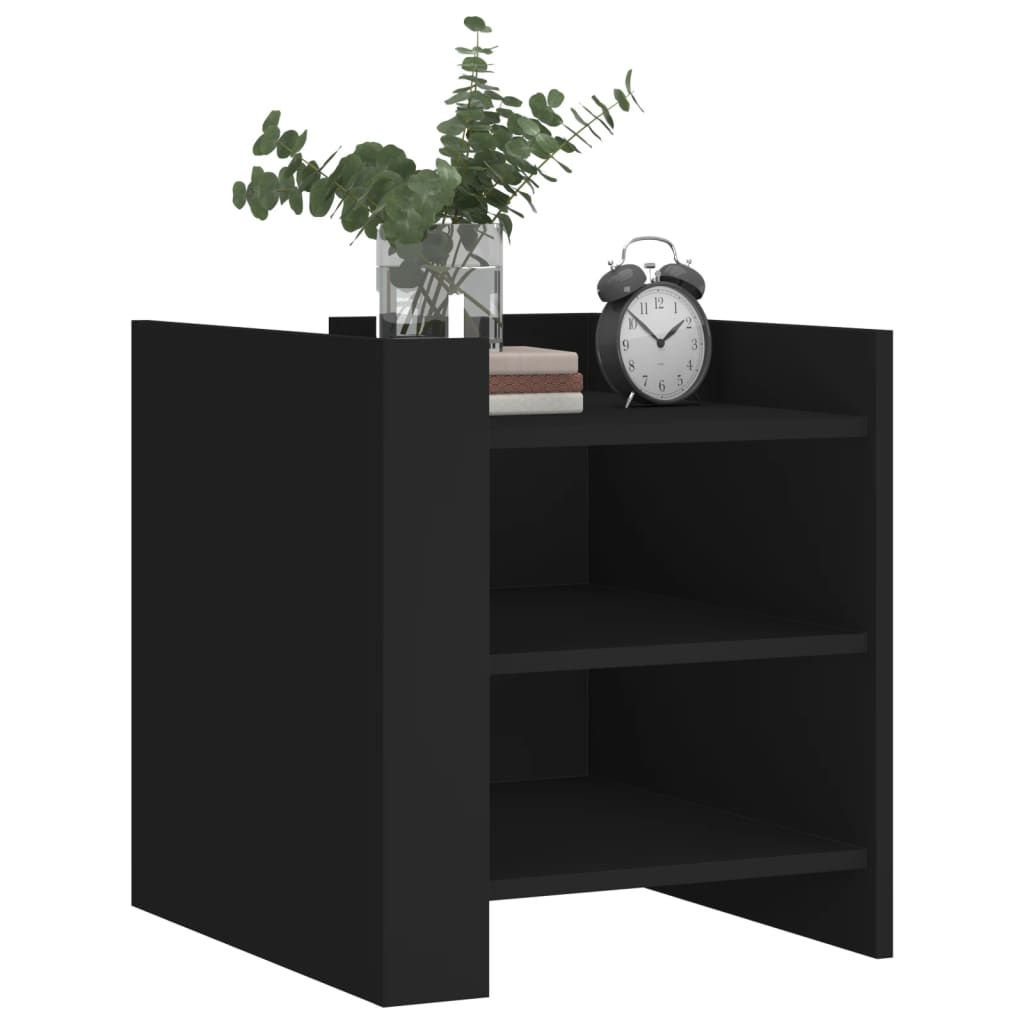 vidaXL Bedside Cabinet Black 45x50x50 cm Engineered Wood 3