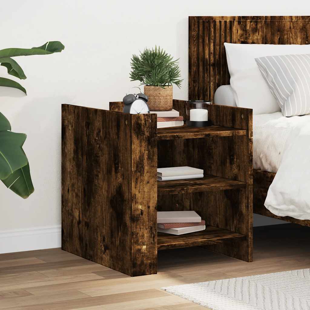 vidaXL Bedside Cabinet Smoked Oak 45x50x50 cm Engineered Wood 1
