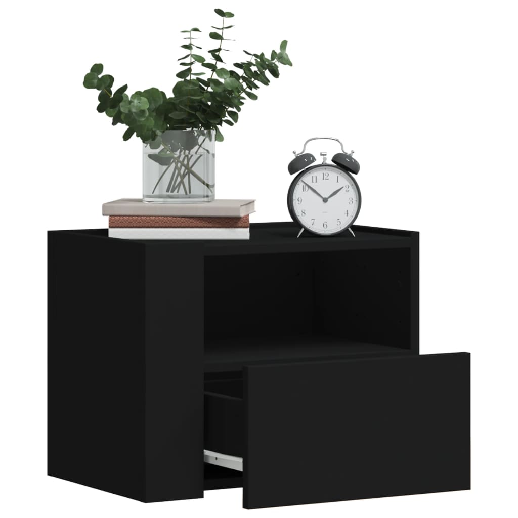 vidaXL Wall-mounted Bedside Cabinet Black 45x30x35 cm 3