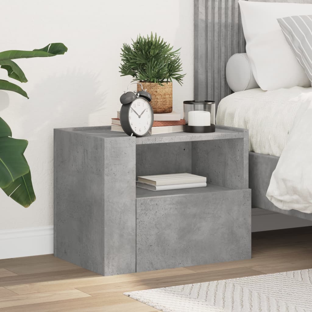 vidaXL Wall-mounted Bedside Cabinet Concrete Grey 45x30x35 cm 1