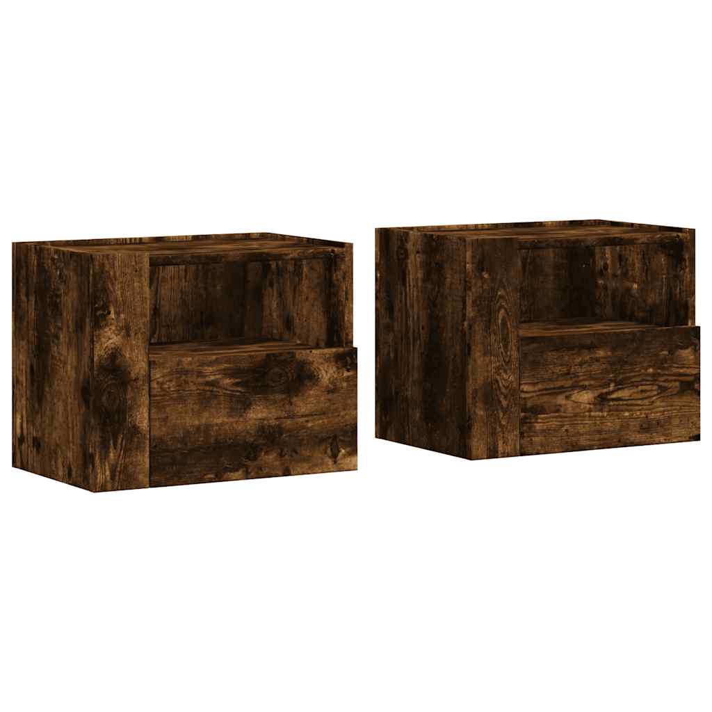 vidaXL Wall-mounted Bedside Cabinets 2 pcs Smoked Oak 45x30x35 cm 2