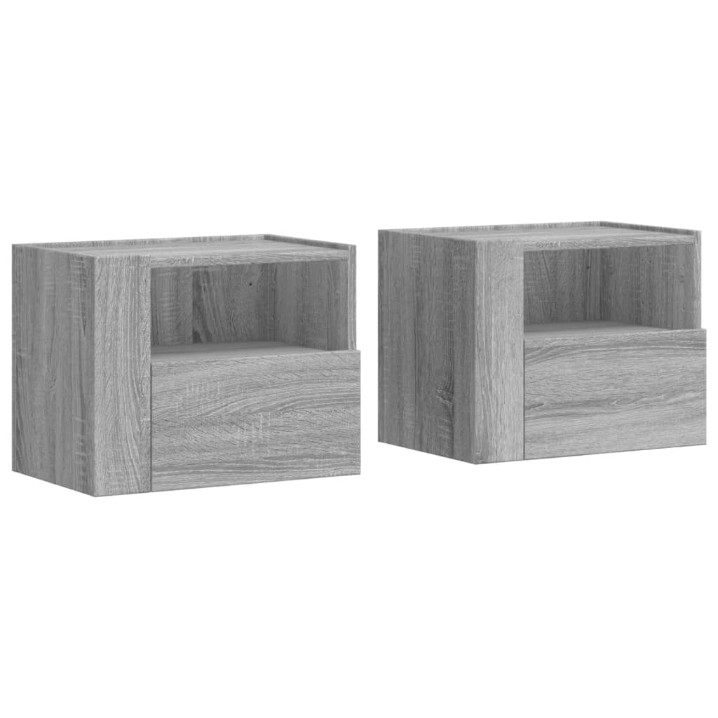 vidaXL Wall-mounted Bedside Cabinets 2 pcs Grey Sonoma 45x30x35 cm 2