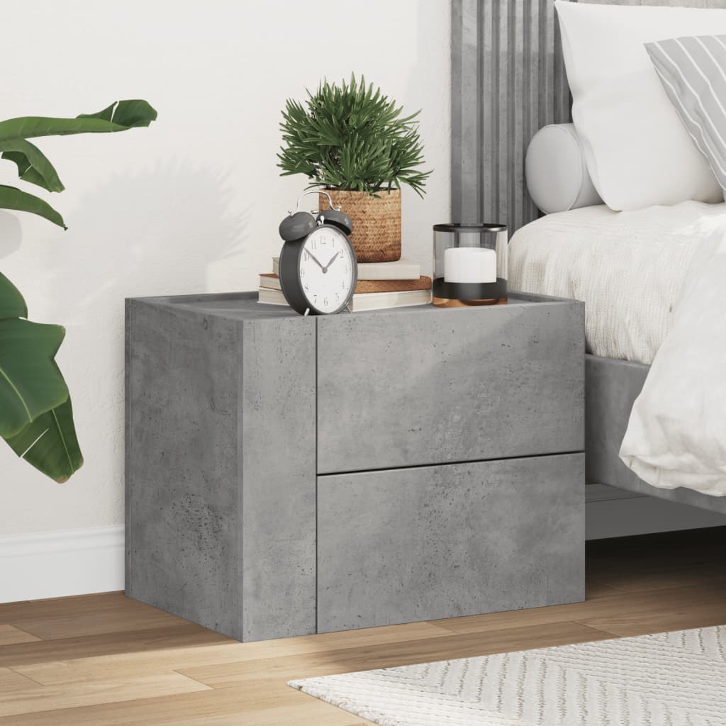 vidaXL Wall-mounted Bedside Cabinet Concrete Grey 45x30x35 cm 3