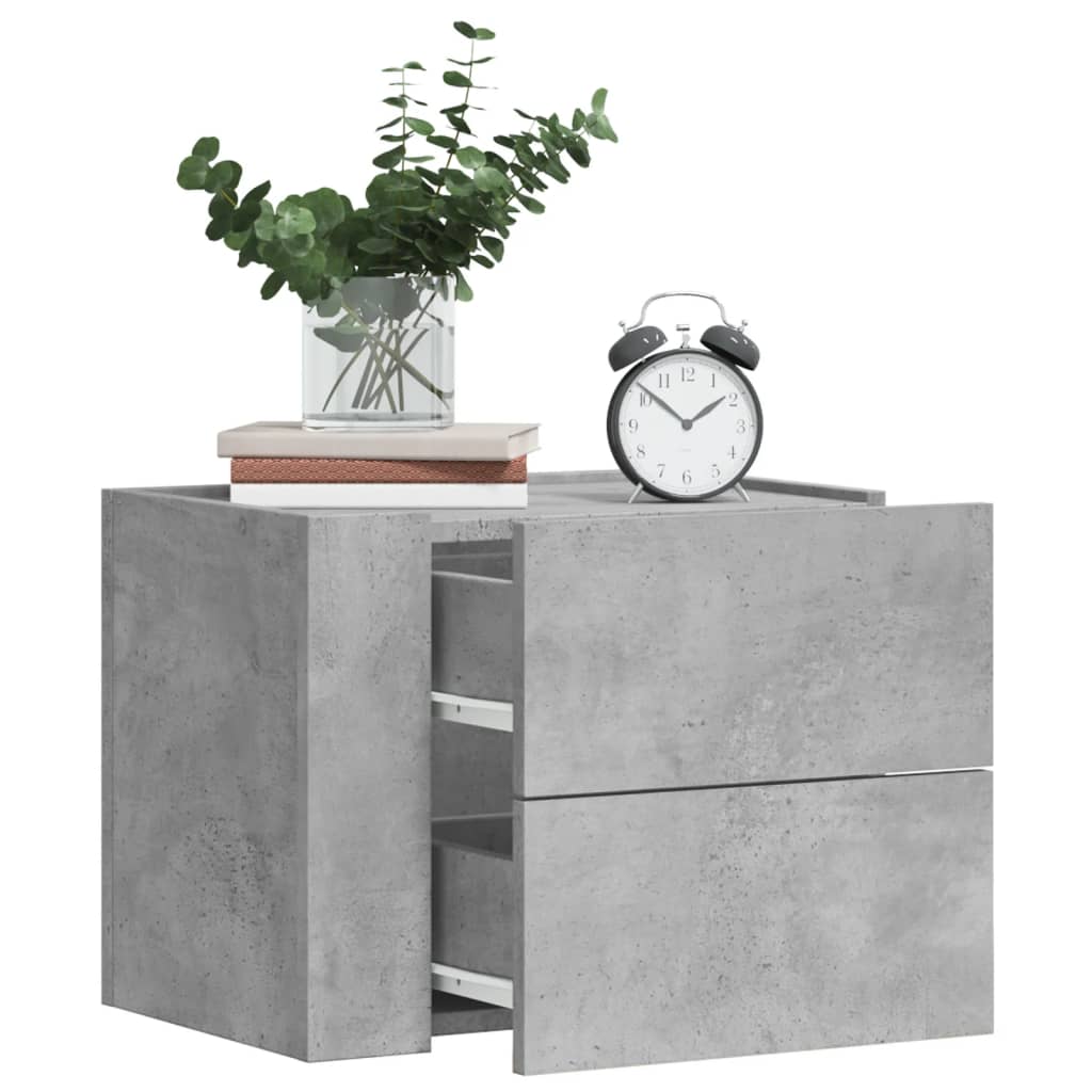 vidaXL Wall-mounted Bedside Cabinet Concrete Grey 45x30x35 cm 1