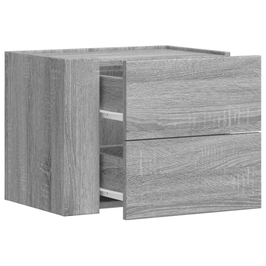 vidaXL Wall-mounted Bedside Cabinet Grey Sonoma 45x30x35 cm 2