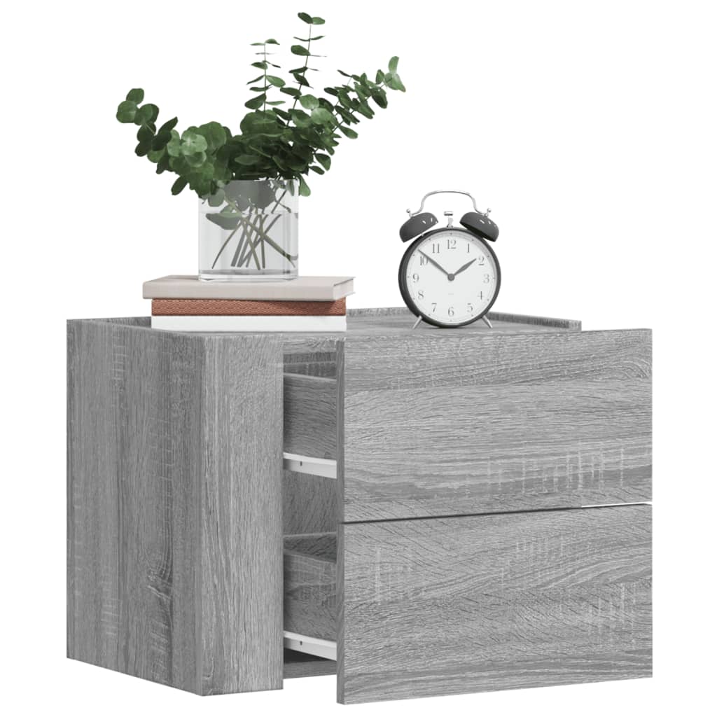 vidaXL Wall-mounted Bedside Cabinet Grey Sonoma 45x30x35 cm 3