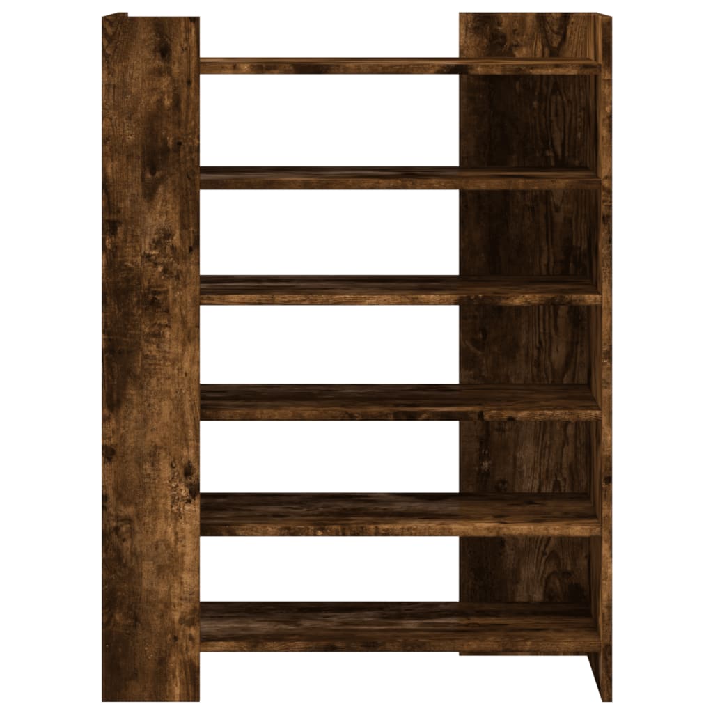 vidaXL Shoe Cabinet Smoked Oak 74.5x37.5x100 cm Engineered Wood 4