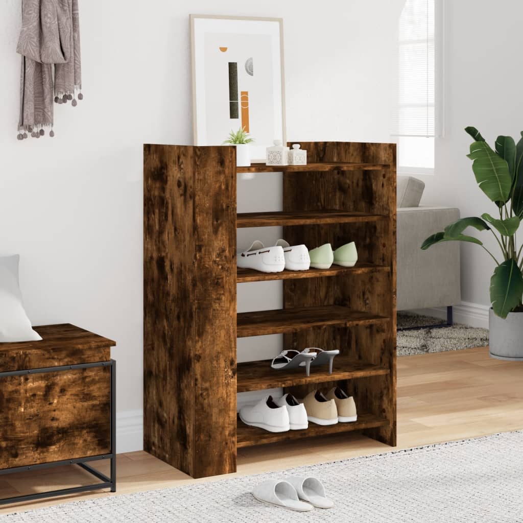 vidaXL Shoe Cabinet Smoked Oak 74.5x37.5x100 cm Engineered Wood 1