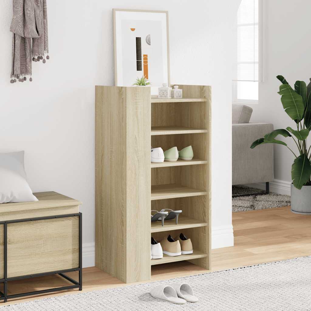 vidaXL Shoe Cabinet Sonoma Oak 52x37.5x100 cm Engineered Wood 3
