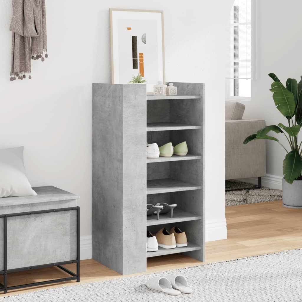vidaXL Shoe Cabinet Concrete Grey 52x37.5x100 cm Engineered Wood 3