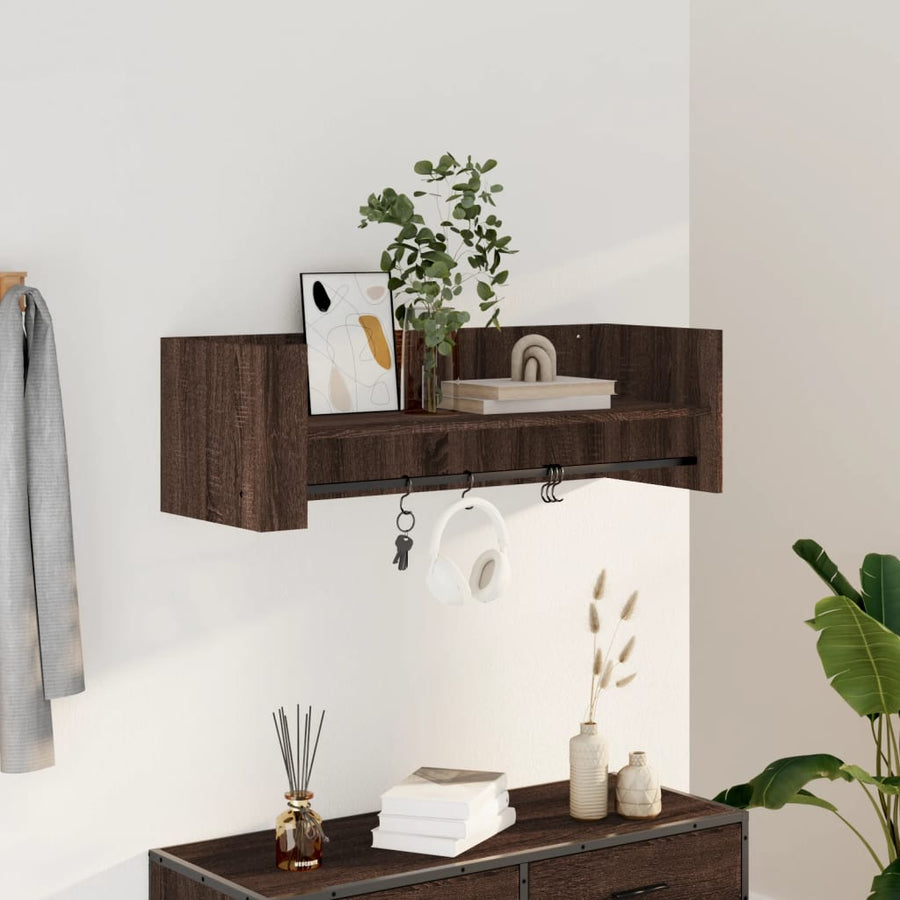 vidaXL Wall Shelf Brown Oak 100x35x30.5 cm Engineered Wood 1