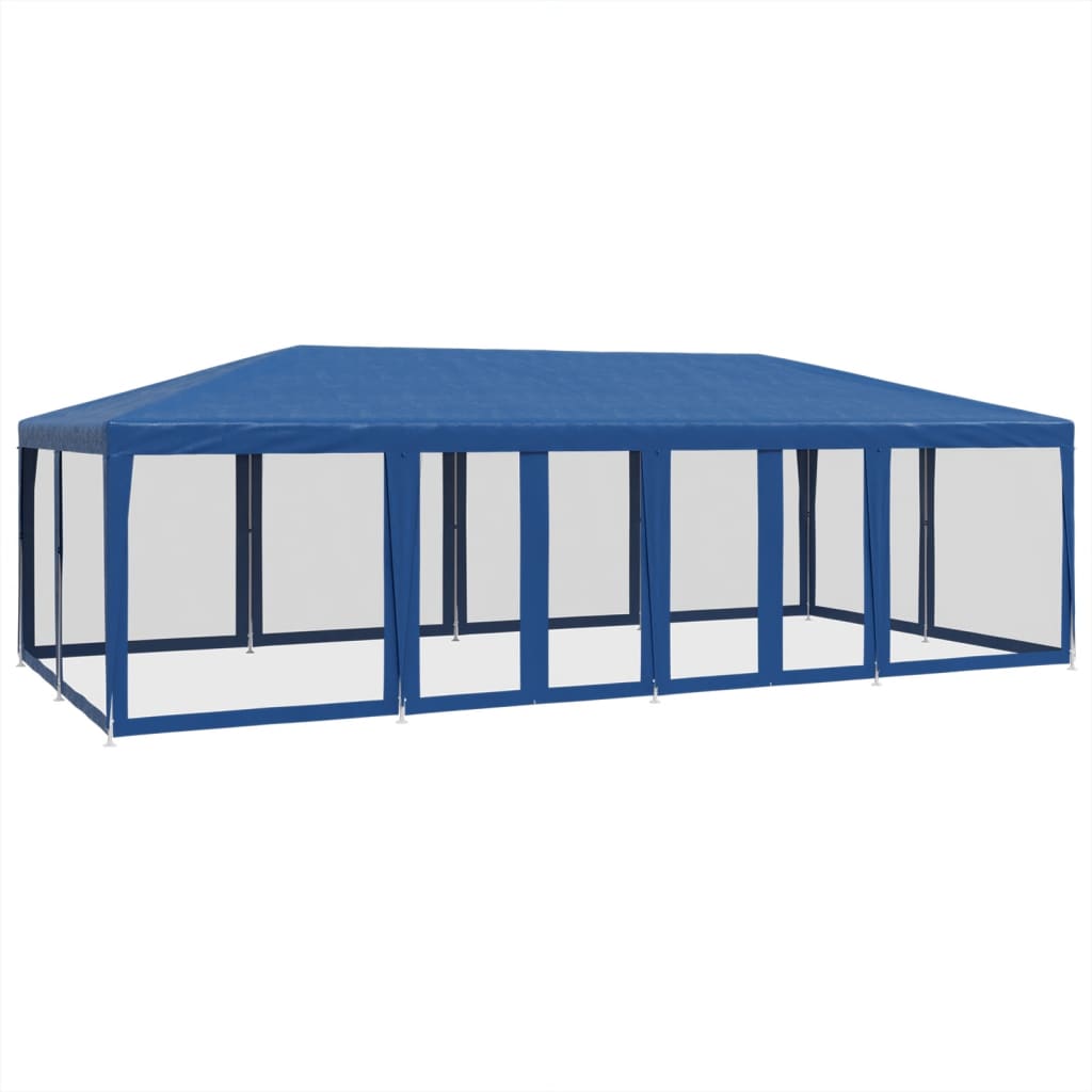 Party Tent with 12 Mesh Sidewalls 8x4 m HDPE with 12 Sidewalls Blue
