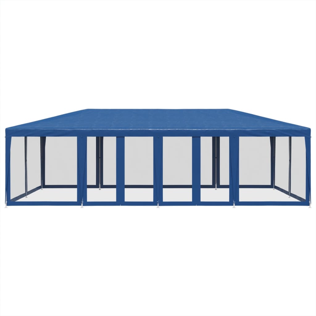Party Tent with 12 Mesh Sidewalls 8x4 m HDPE with 12 Sidewalls Blue