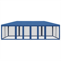 Party Tent with 12 Mesh Sidewalls 8x4 m HDPE with 12 Sidewalls Blue