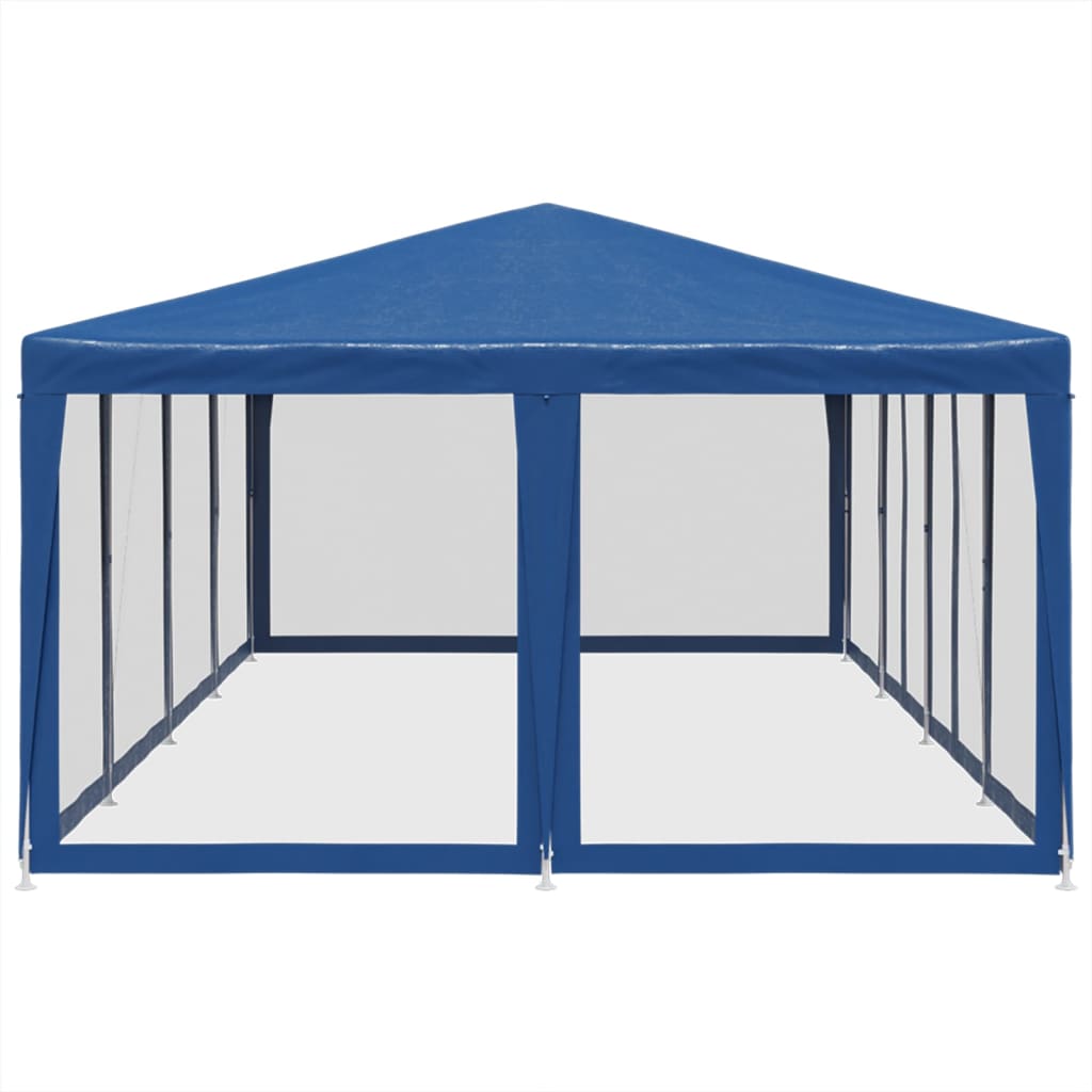 Party Tent with 12 Mesh Sidewalls 8x4 m HDPE with 12 Sidewalls Blue